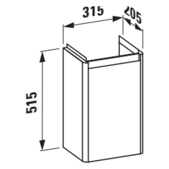 Laufen Waschtischunterbau Base 2.0 205x315x515mm, mit 1 Tür, Griffmulde, für H815280, Specialcolor
