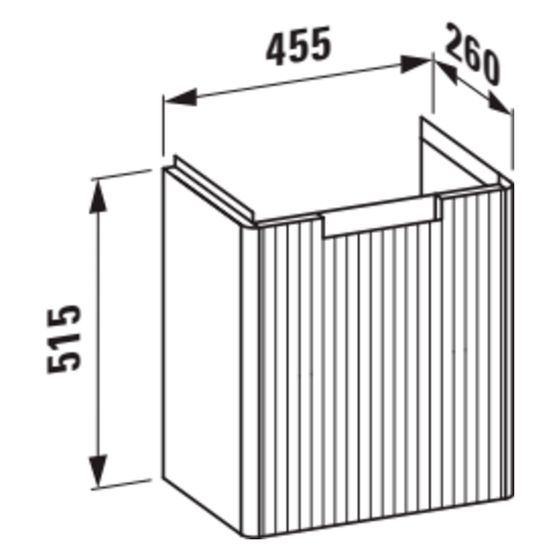 Laufen Waschtischunterbau Juna 262x454x522mm, mit 1 Tür und Griffmulde, für H815954, Wildeiche