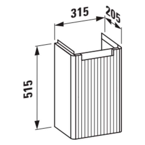 Laufen Waschtischunterbau Juna 205x315x515mm, mit 1 Tür und Griffmulde, für H815280, Multicolor