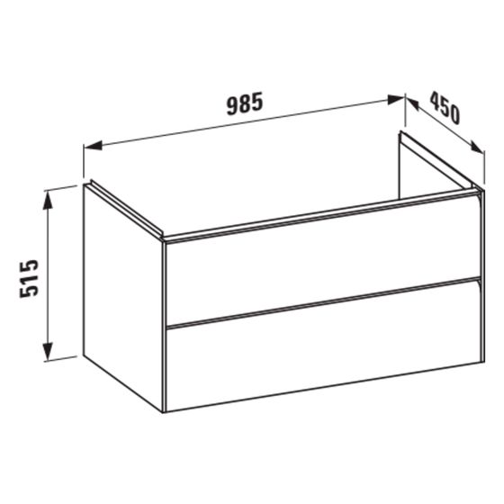 Laufen Waschtischunterbau Meda 448x984x515mm, 2 Schubladen mit integrierte Griffleiste, für H817117, Wildeiche