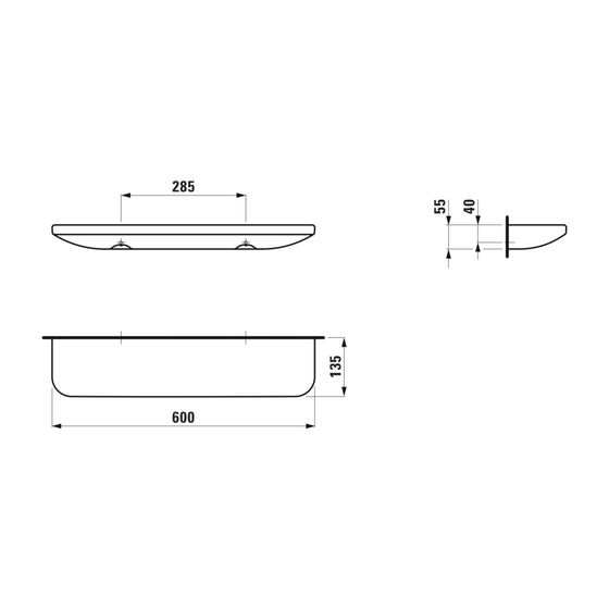 Laufen keramische Ablage LUA 135x600x55mm, Weiß LCC