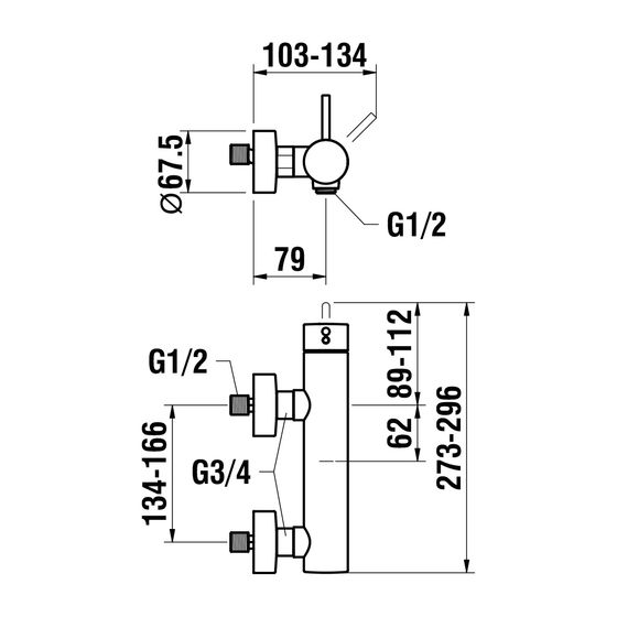 Laufen Thermostat. Duschsystem Vivid, mit Abl., Brausena. Kopfb. Durchm. 300mm, Schlauch 1600mm, PVD Edelstahl gebürst., Handbr.
