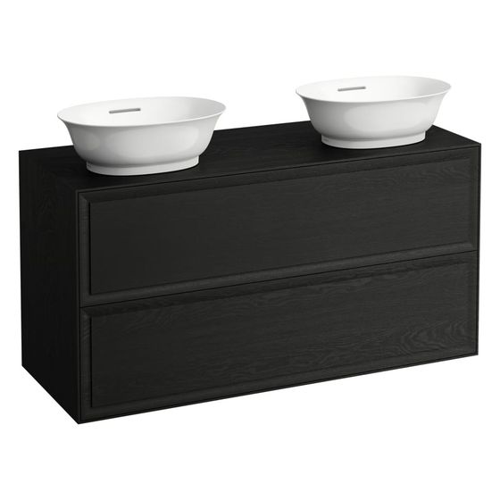 Laufen Schubladenelement The New Classic 600x1175x455mm, 2 Schubladen, Ausschnitt beidseitig, für H812850/1, Eiche geschwärzt