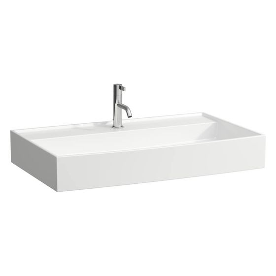 Laufen Waschtisch Kartell unterbaufähig 800x460x120mm, mit 1 Hahnloch, ohne Überlauf, Weiß