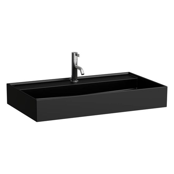Laufen Waschtisch Kartell unterbaufähig 800x460x120mm, mit 1 Hahnloch, ohne Überlauf, Schwarz matt
