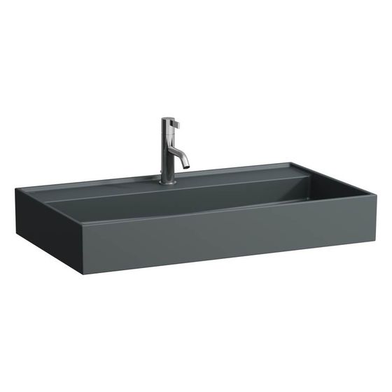 Laufen Waschtisch Kartell unterbaufähig 800x460x120mm, mit 1 Hahnloch, ohne Überlauf, Graphit matt