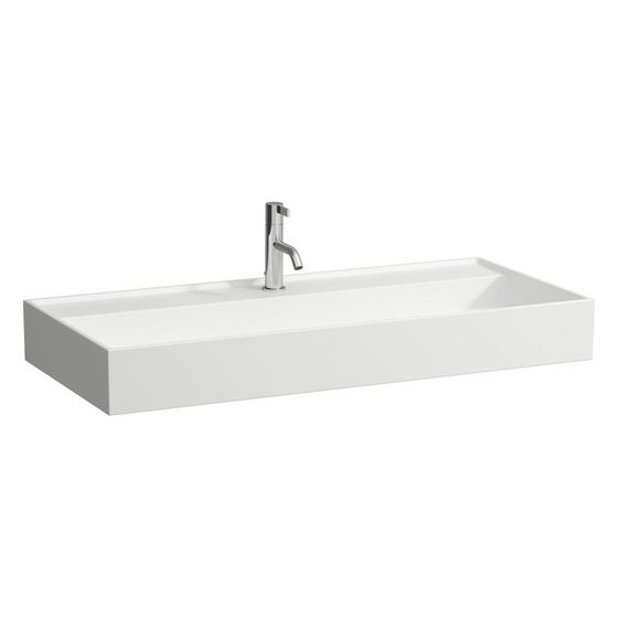Laufen Waschtisch Kartell unterbaufähig 1000x460x120mm, mit 1 Hahnloch, ohne Überlauf, Weiß matt