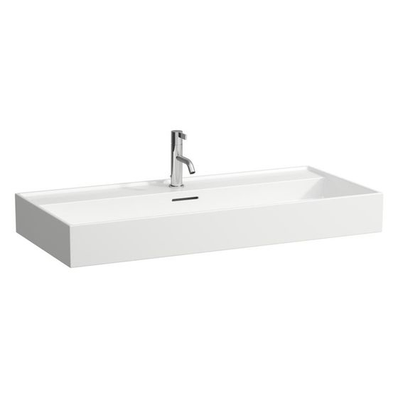 Laufen Waschtisch Kartell unterbaufähig 1000x460x120mm, mit 1 Hahnloch, ohne Überlauf, LCC Weiß