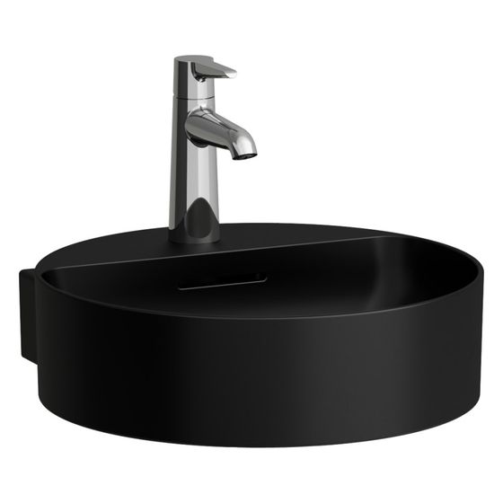 Laufen Handwaschbecken Val 400x425mm, mit 1 Hahnloch, ohne Überlauf, Schwarz matt