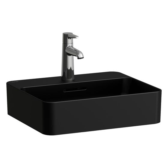 Laufen Waschtisch-Schale Val 450x380x115mm, mit Armaturenbank und 1 Hahnloch, ohne Überlauf, Schwarz matt