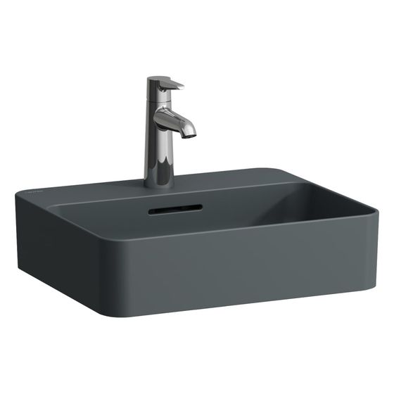 Laufen Waschtisch-Schale Val 450x380x115mm, mit Armaturenbank und 1 Hahnloch, ohne Überlauf, Graphit matt