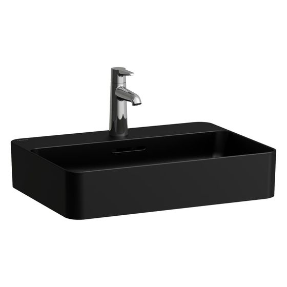 Laufen Waschtisch-Schale Val 550x400x115mm, mit Armaturenbank und 1 Hahnloch, ohne Überlauf, Schwarz matt