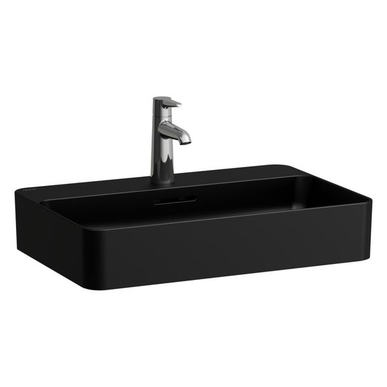 Laufen Waschtisch-Schale Val 600x400x115mm, mit Armaturenbank, ohne Hahnloch und Überlauf, Schwarz matt