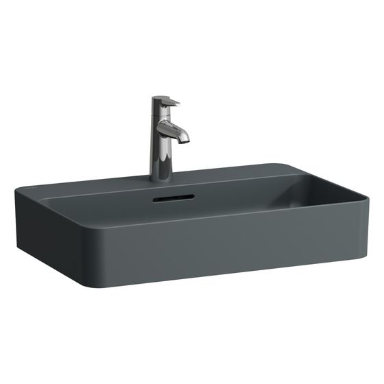 Laufen Waschtisch-Schale Val 600x400x115mm, mit Armaturenbank und 1 Hahnloch, ohne Überlauf, Graphit matt