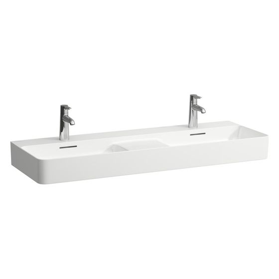 Laufen Doppelwaschtisch Val unterbaufähig 1200x420mm, mit 1 Hahnloch, ohne Überlauf, Weiß