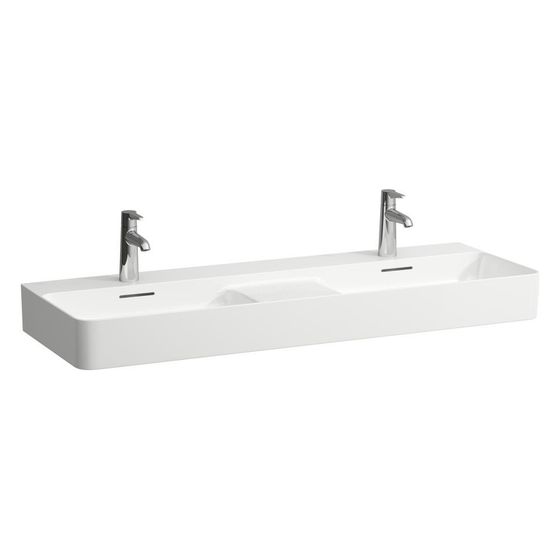 Laufen Doppelwaschtisch Val unterbaufähig 1200x420mm, mit 1 Hahnloch, ohne Überlauf, LCC Weiß