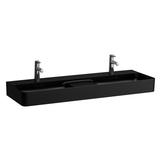 Laufen Doppelwaschtisch Val unterbaufähig 1200x420mm, ohne Hahnloch und Überlauf, Schwarz matt