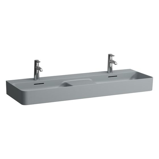 Laufen Doppelwaschtisch Val unterbaufähig 1200x420mm, mit 1 Hahnloch, ohne Überlauf, Graphit matt