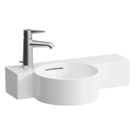 Laufen Handwaschbecken Val 550x315mm, asymmetrisch, Becken links, ohne Hahnloch und Überlauf, Weiß