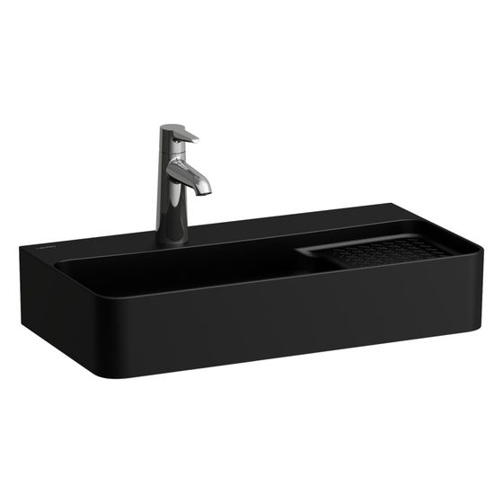 Laufen Waschtisch Val 600x310x115mm, mit 1 Hahnloch und semitrocken rechts, ohne Überlauf, Schwarz matt