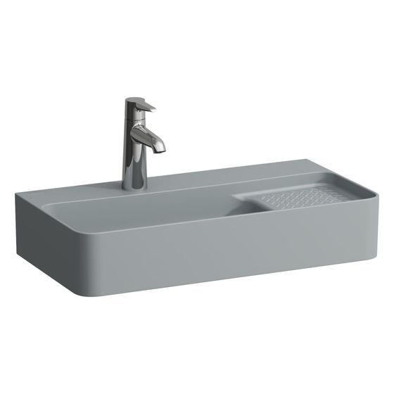 Laufen Waschtisch Val 600x310x115mm, mit semitrockenem Bereich rechts, ohne Hahnloch und Überlauf, Graphit matt