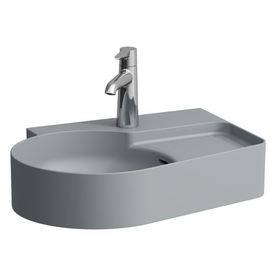 Laufen Waschtisch Val 530x400x115mm, mit 1 Hahnloch und semitrocken rechts, ohne Überlauf, Graphit matt
