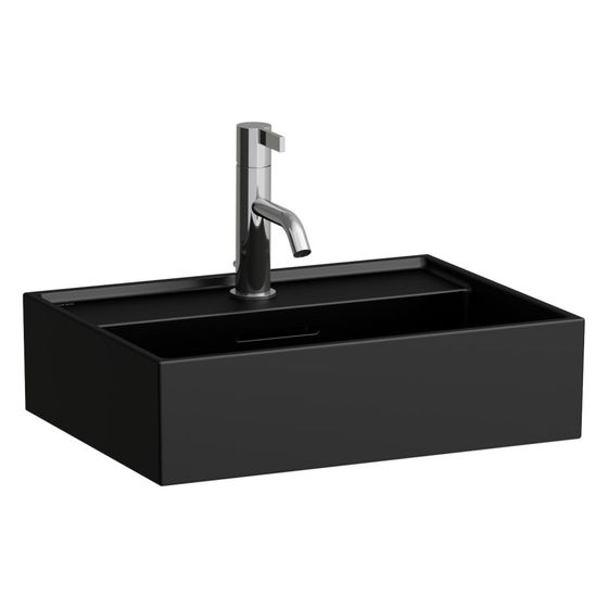 Laufen Waschtisch Kartell unterbaufähig 450x340x120mm, ohne Hahnloch und Überlauf, Schwarz matt