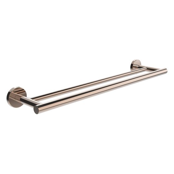 Laufen Handtuchstange doppelt Niara, Länge 60cm, Bohren oder Kleben, inkl. Schrauben, Rosègold glänzend