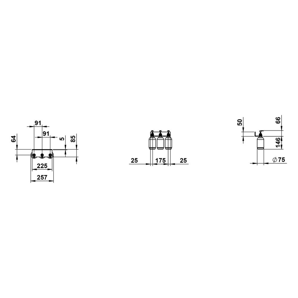 Laufen Ablage Assist 257x101mm, mit 3 Seifenspender, Weiß matt... LAUFEN-H383AS12680001 7612738178017 (Abb. 2)