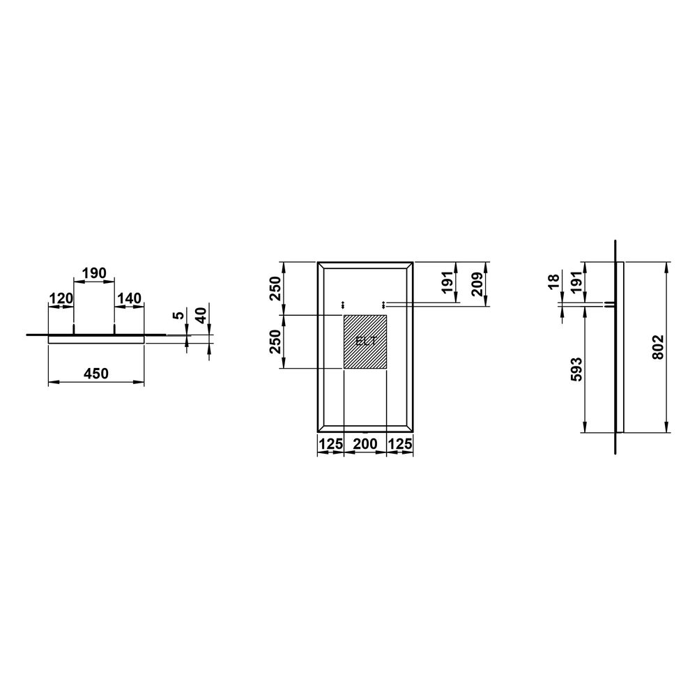 Laufen Spiegel Yva 450x40x800mm, rechteckig, LED-Beleuchtung, Touch-Schalter Ein... LAUFEN-H4484600YV2681 7612738178376 (Abb. 2)