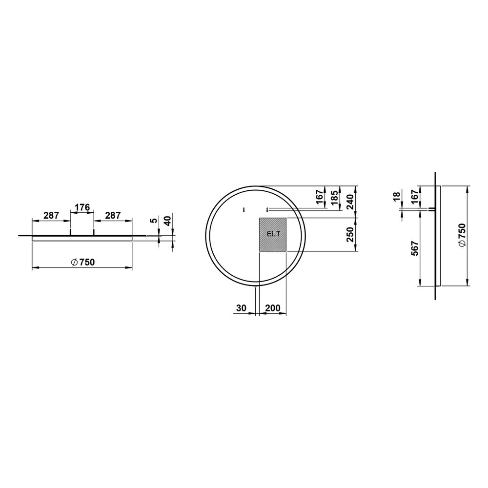 Laufen Spiegel Yva, rund, Durchmesser 750mm, LED-Beleuchtung, Touch-Schalter Ein... LAUFEN-H4485100YV2681 7612738178437 (Abb. 2)