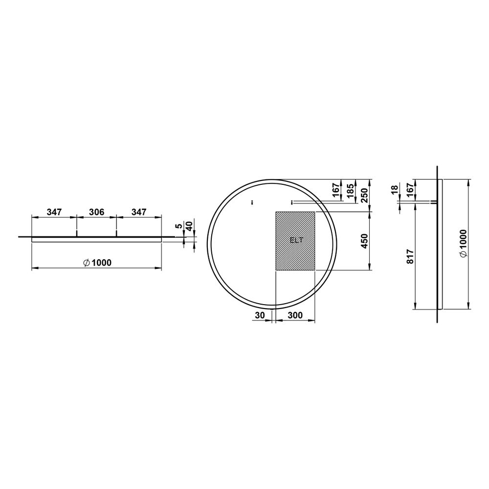Laufen Spiegel Yva, rund, Durchmesser 1000mm, LED-Beleuchtung, Touch-Schalter Ei... LAUFEN-H4485200YV2681 7612738178451 (Abb. 2)