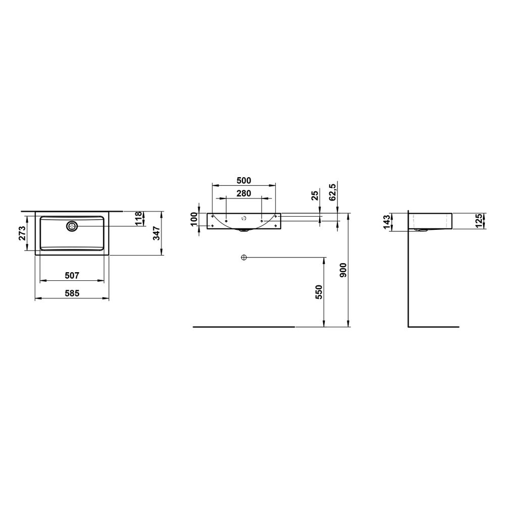 Laufen Waschtisch Classics 585x347x135mm, rechteckig, ohne Armaturenbank und Hah... LAUFEN-H510CL30001091 7612738178499 (Abb. 3)