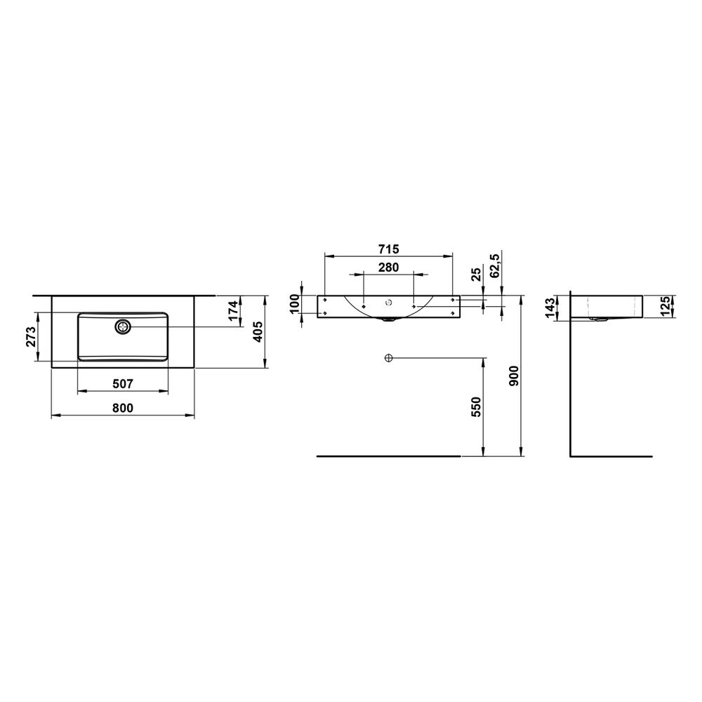 Laufen Waschtisch Classics 800x405x135mm, rechteckig, ohne Hahnloch mit Überlauf... LAUFEN-H510CL40001091 7612738178550 (Abb. 3)