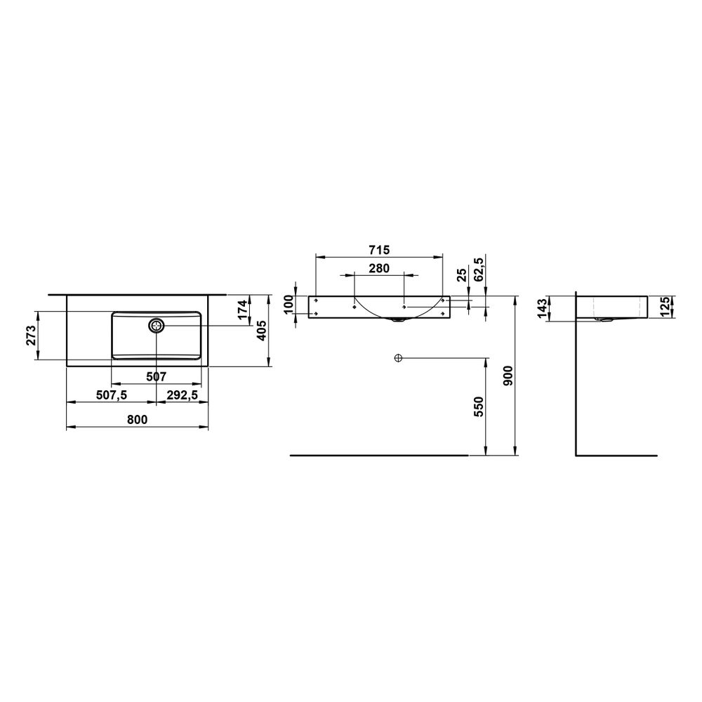 Laufen Waschtisch Classics 800x405x135mm, rechteckig, ohne Hahnloch und Überlauf... LAUFEN-H510CL50001121 7612738178642 (Abb. 3)