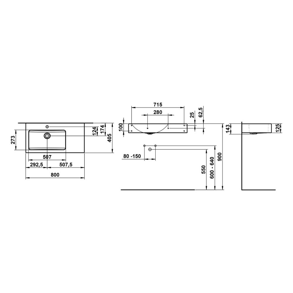 Laufen Waschtisch Classics 800x405x135mm, rechteckig, mit 1 Hahnloch, ohne Überl... LAUFEN-H510CL60001111 7612738178697 (Abb. 3)