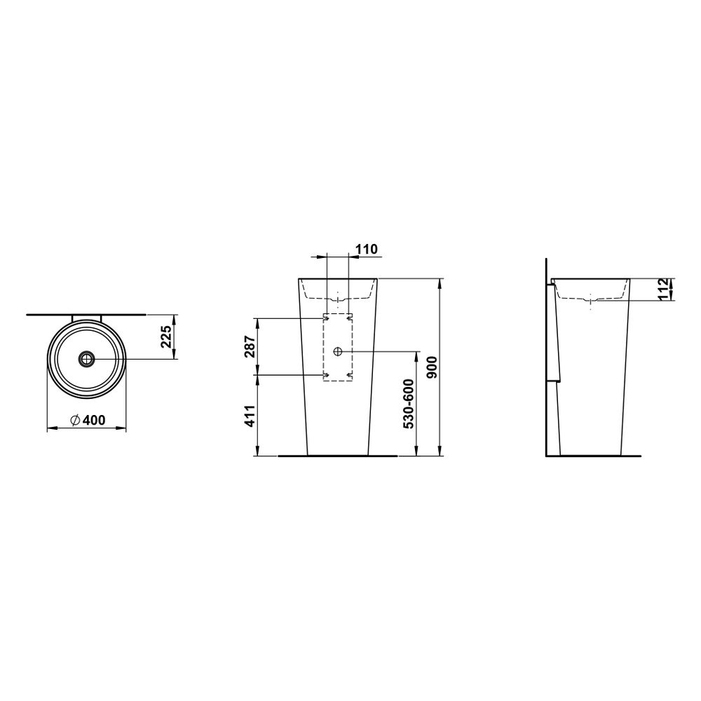 Laufen Waschtisch bodenstehend Scopio 400x425x900mm, mit Wandanbindung ohne Arma... LAUFEN-H511CO40001121 7612738178796 (Abb. 3)
