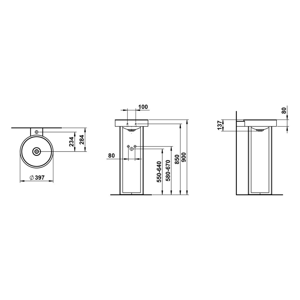 Laufen Waschtisch bodenstehend XCross 397x482x900mm, mit Wandanbindung, Armature... LAUFEN-H511CR37161111 7612738178840 (Abb. 3)