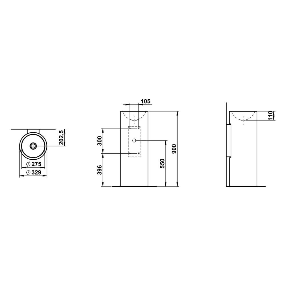 Laufen Waschtisch bodenstehend Form 329x367x900mm, mit Wandanbindung, ohne Hahnl... LAUFEN-H511FM20001121 7612738178888 (Abb. 3)
