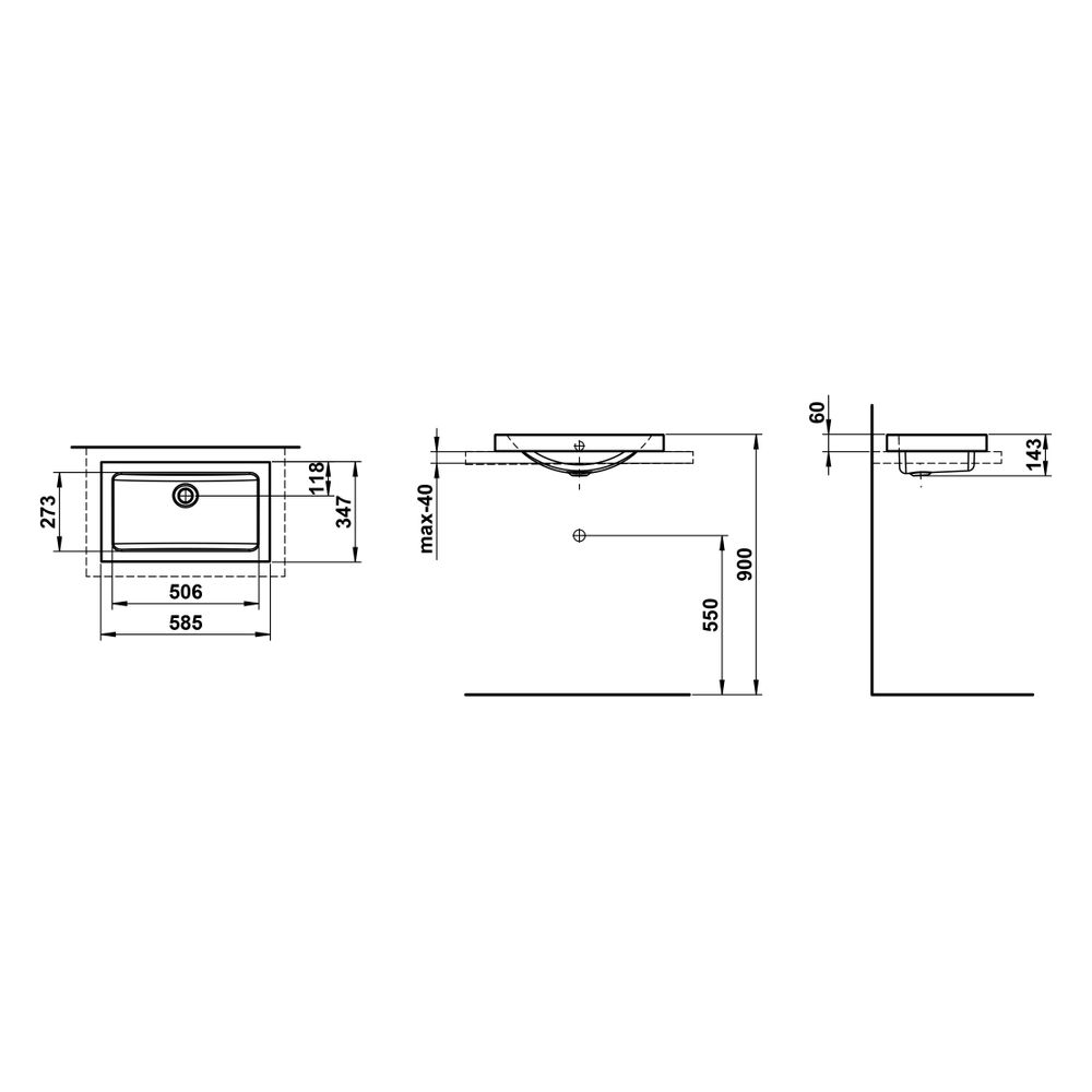 Laufen Waschtisch-Schale Classics 585x347x135mm, rechteckig, ohne Armaturenbank ... LAUFEN-H512CL30001091 7612738179922 (Abb. 3)