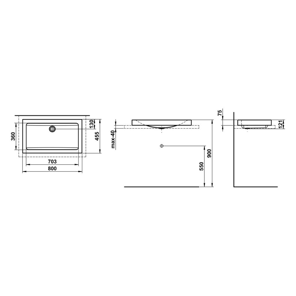 Laufen Waschtisch-Schale Classics 800x455x111mm, rechteckig, ohne Armaturenbank,... LAUFEN-H512CL70001121 7612738180096 (Abb. 3)
