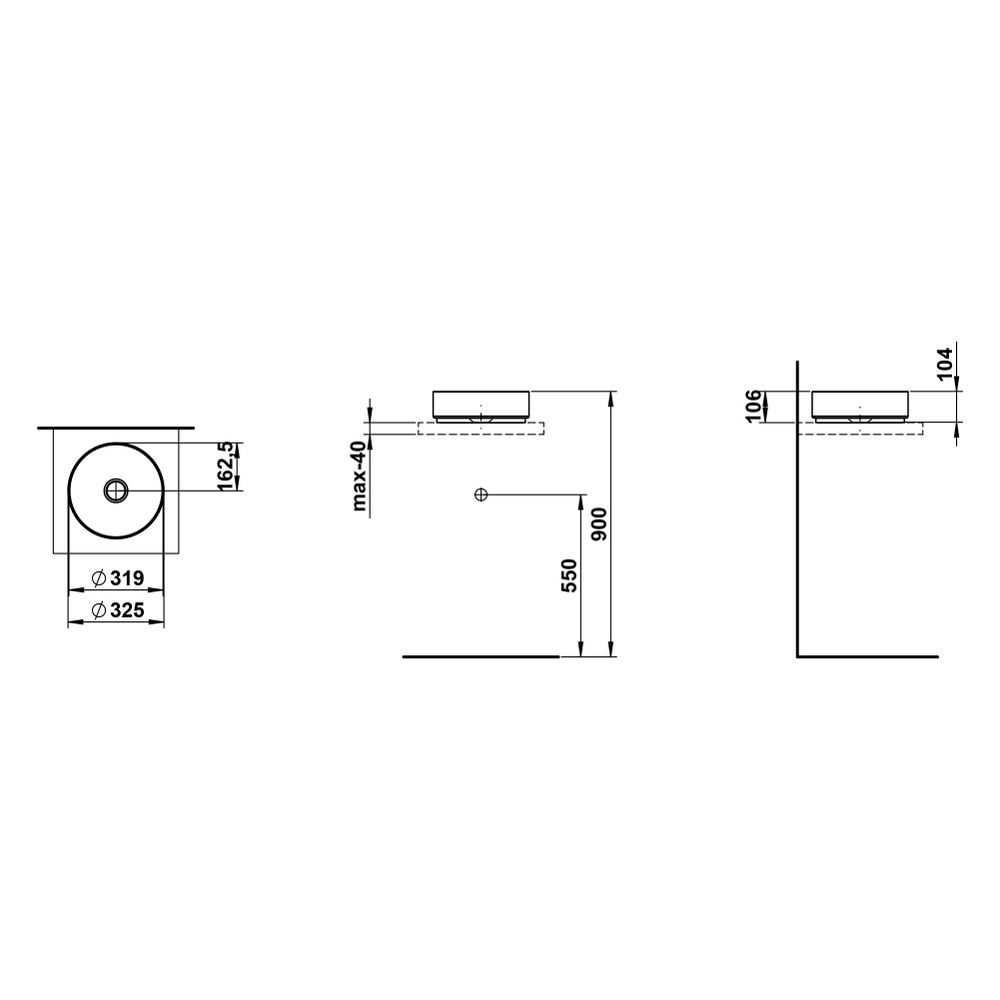 Laufen Waschtisch-Schale Unisono 325x325x106mm, rund, ohne Hahnloch und Überlauf... LAUFEN-H512UO20001121 7612738180874 (Abb. 3)