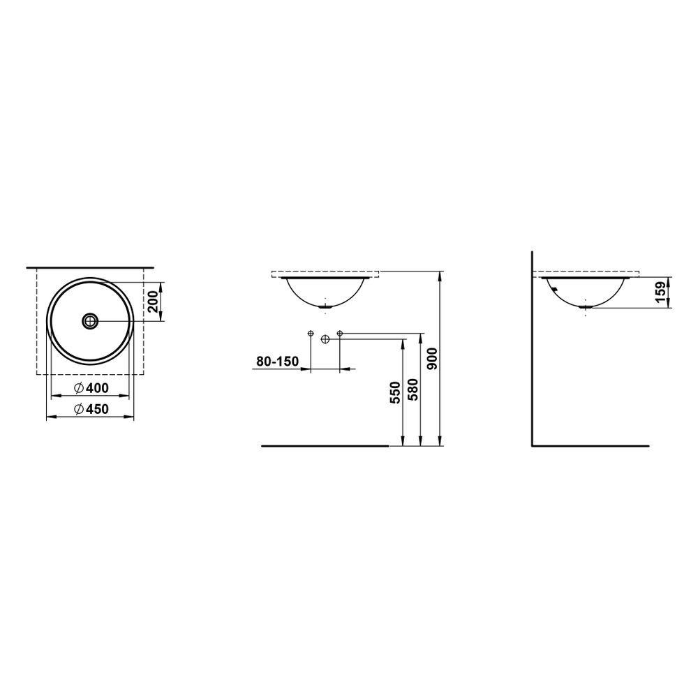 Laufen Einbau-Waschtisch Classics rechteckig 526x290x143mm, von unten, ohne Hahn... LAUFEN-H513CL20001121 7612738181208 (Abb. 3)
