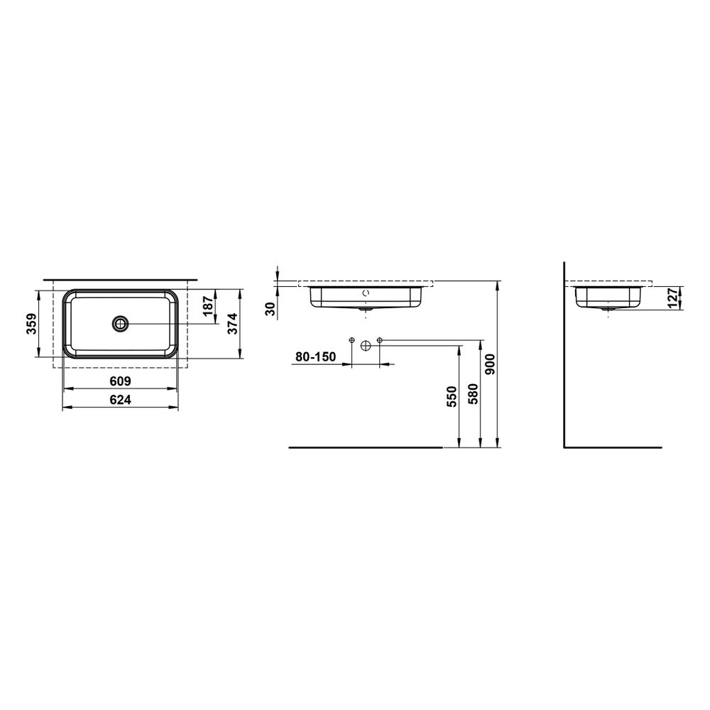 Laufen Einbau-Waschtisch Stream rechteckig 624x374x127mm, von unten, ohne Hahnlo... LAUFEN-H513SR70001091 7612738181529 (Abb. 3)