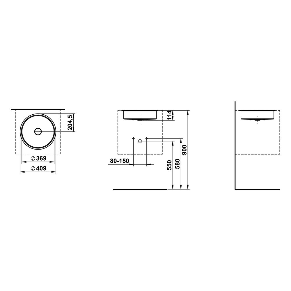 Laufen Einbau-Waschtisch Unisono rund 369x369x114mm, von unten, ohne Hahnloch un... LAUFEN-H513UO30001121 7612738181574 (Abb. 3)