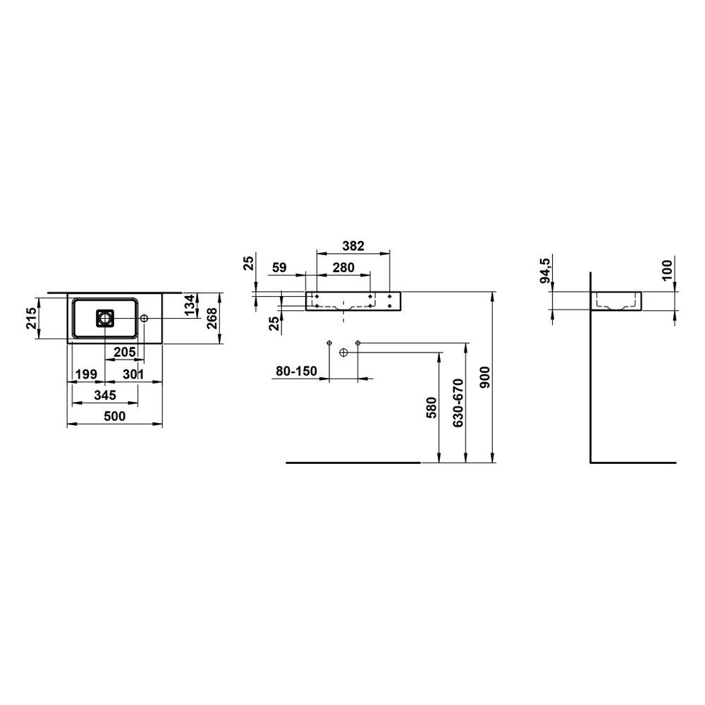 Laufen Waschtisch Xplore.S 500x268x100mm, rechteckig, Becken links, mit 1 Hahnlo... LAUFEN-H515XS40001111 7612738181703 (Abb. 3)