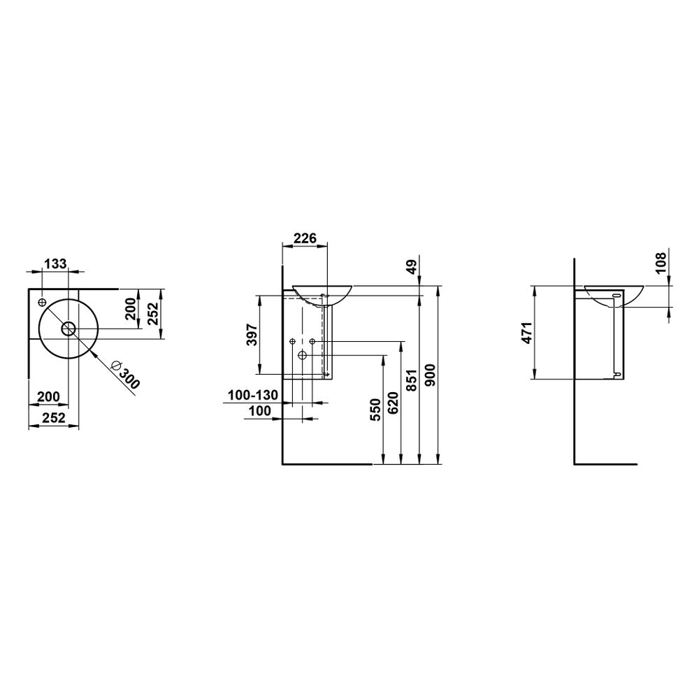 Laufen Waschplatz Insert 350x350x470mm, quadratisch, mit 1 Hahnloch, ohne Überla... LAUFEN-H586IN20001111 7612738183479 (Abb. 3)