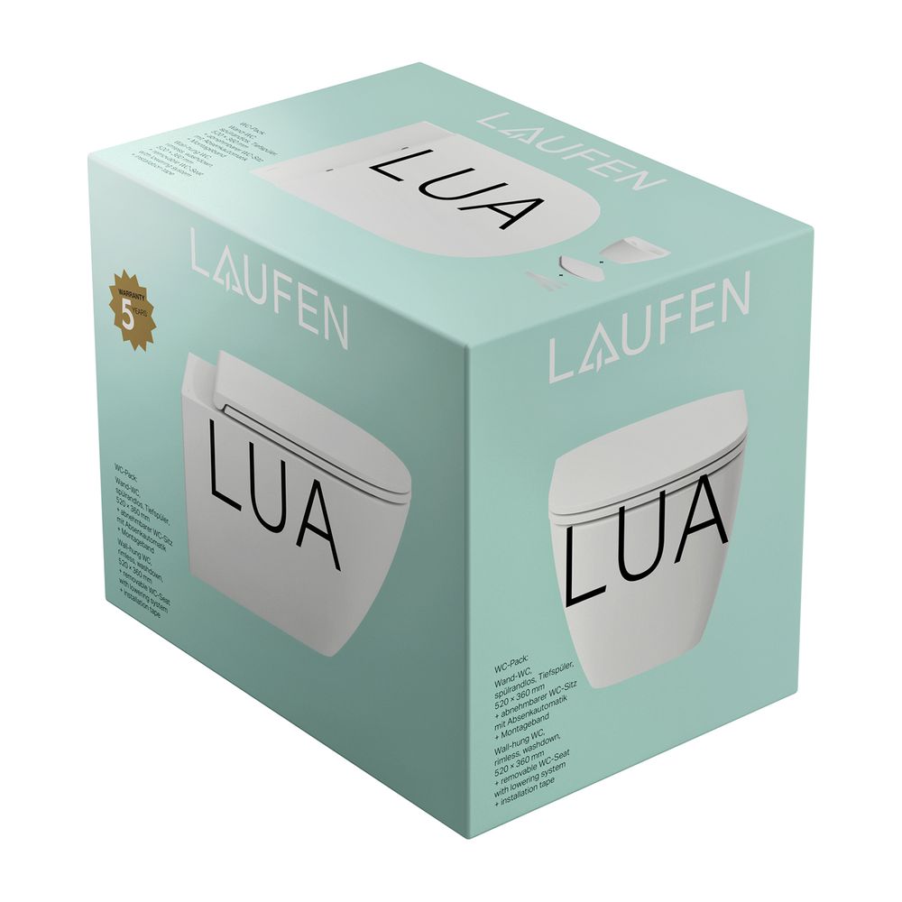 Laufen Tiefspül-WC Set wandhängend Lua 520x360x345mm, mit Sitz, spülrandlos, ver... LAUFEN-H8660800000001 7612738004279 (Abb. 2)