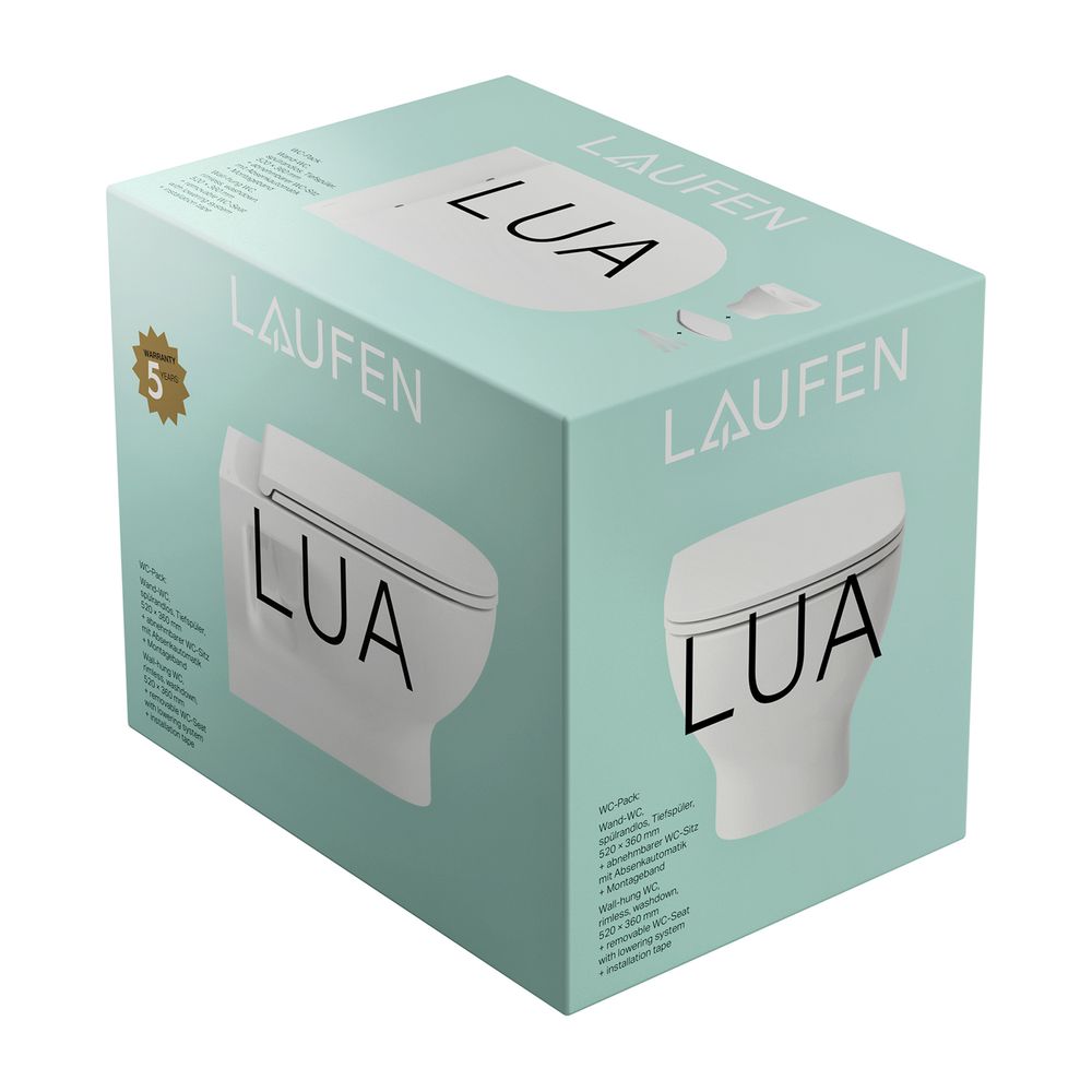 Laufen Tiefspül-WC Set wandhängend Lua 520x360x345mm, mit Sitz, spülrandlos, off... LAUFEN-H8660810000001 7612738004286 (Abb. 2)