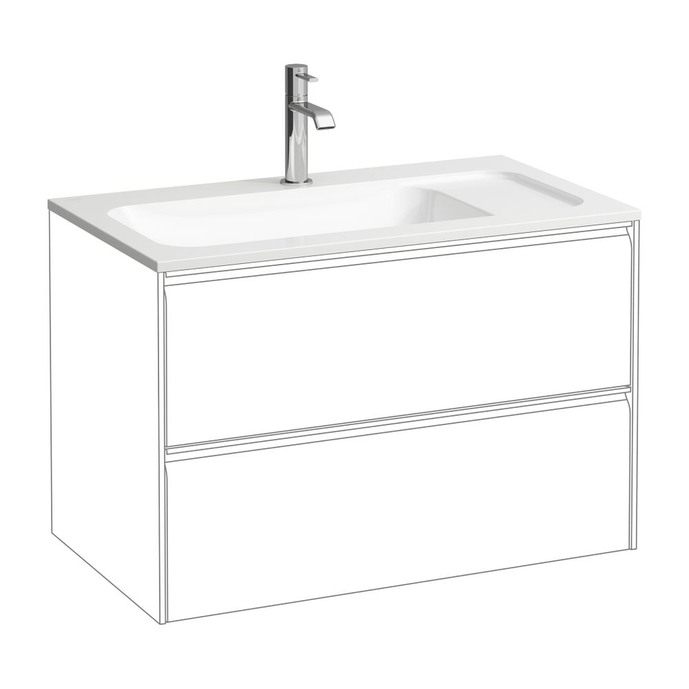 Laufen Möbelwaschtisch Slim, MEDA, 445x775x130mm, Mattweiß, aus Marbond, Ablage ... LAUFEN-H8141177571111 7612738097387 (Abb. 2)